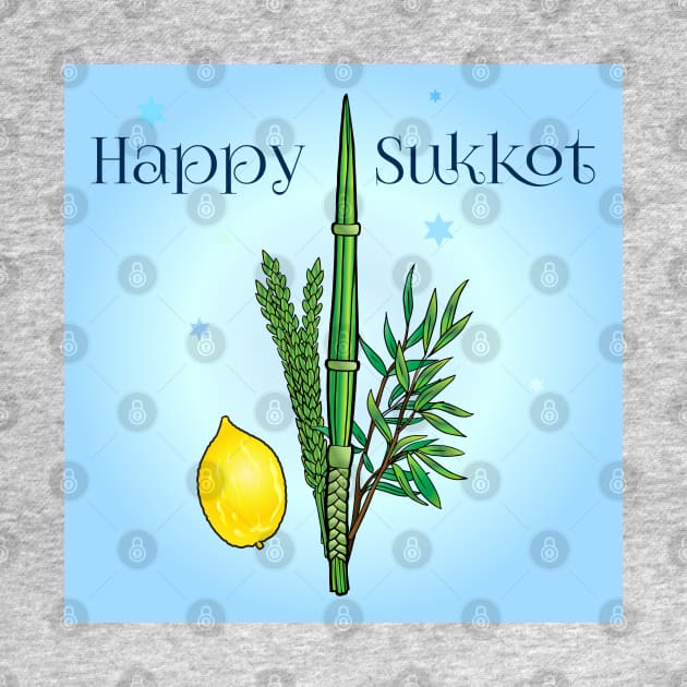 Sukkot Lulav and Etrog Tropical Palm Leaves Jewish Holiday by sofiartmedia